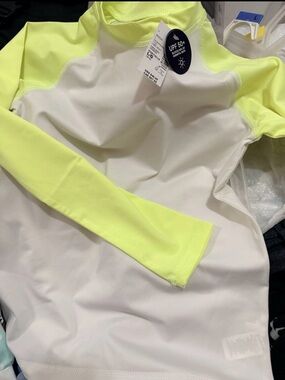 Boys Lime Zest Rash Guard & Palm Tree Swim Shorts Set L/G (10/12) UPF 50+